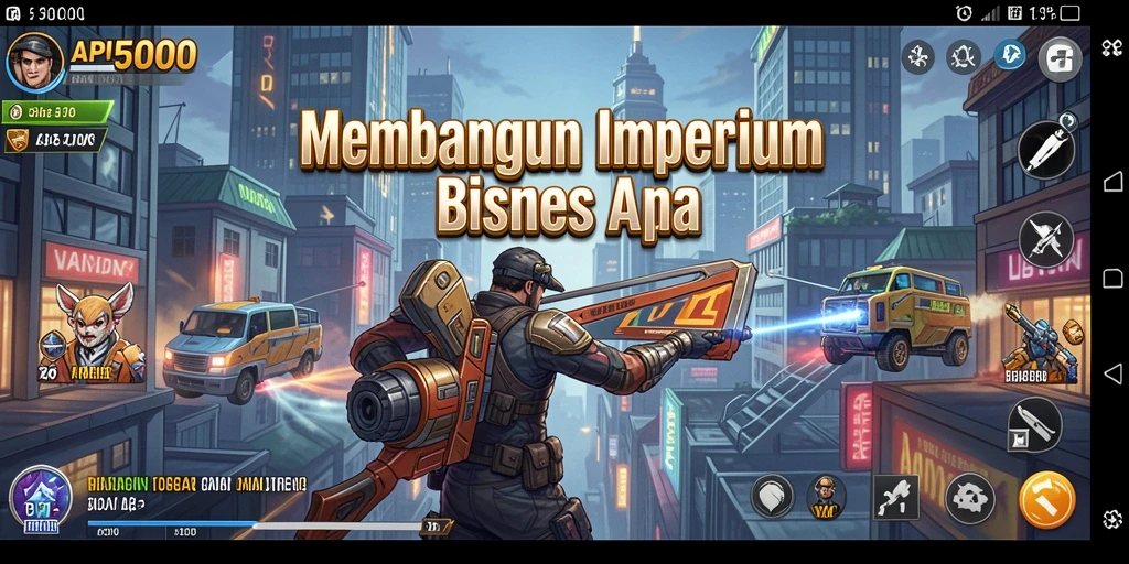 Screenshot utama API5000 menampilkan gameplay membangun bisnis Tycoon.