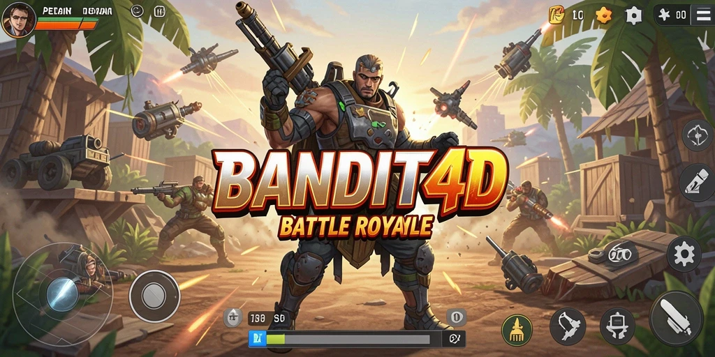 Screenshot menunjukkan aksi mendebarkan dalam pertandingan <strong>BANDIT4D</strong> Battle Royale.