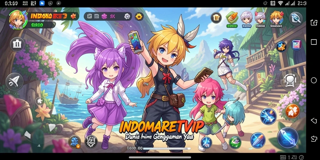 Tampilan menarik dari gameplay INDOMARETVIP yang penuh dengan warna dan karakter anime.