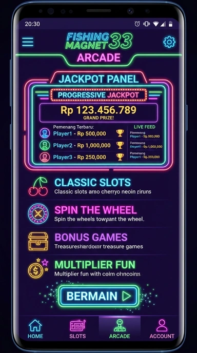 Tampilan utama aplikasi magnet33 dengan berbagai pilihan aplikasi.